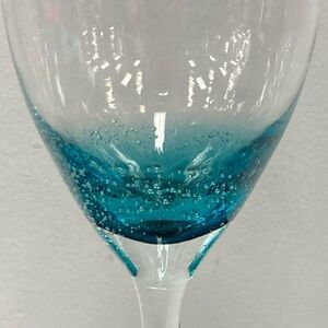 Aqua and Clear Bubble Pedestal Goblet Ombre Wine Glass